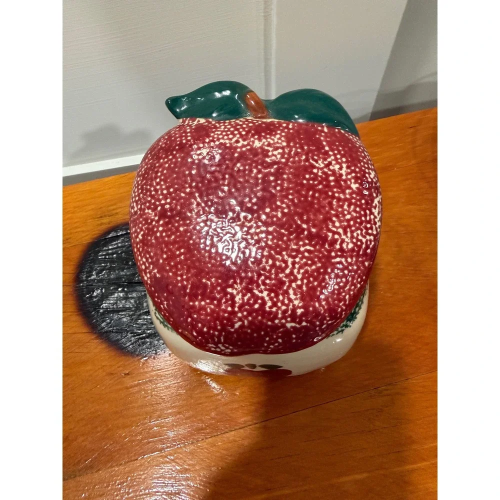Vintage Apple Ceramic Canister Hand Painted Lidded Kitchen Storage Jar